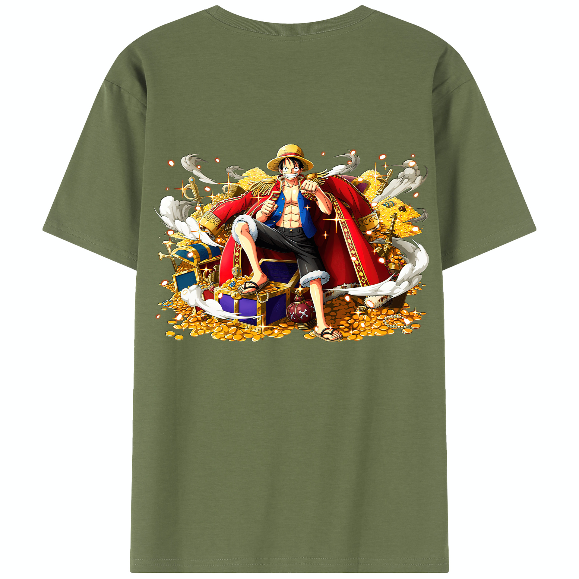 ワンピース モンキー・D・ルフィ ONE PIECE Monkey D. Luffy 綿100％半袖Tシャツ（背面プリント）